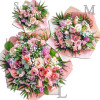 Tavaszi zsongás - Kerek csokor, rózsaszín árnyalatú vegyes virágokból - kicsi méret (103)